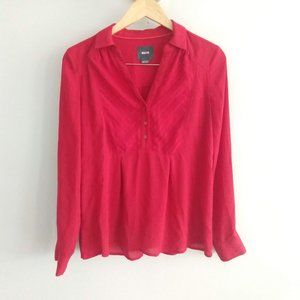 Anthropologie Maeve Red Chiffon Popover Blouse